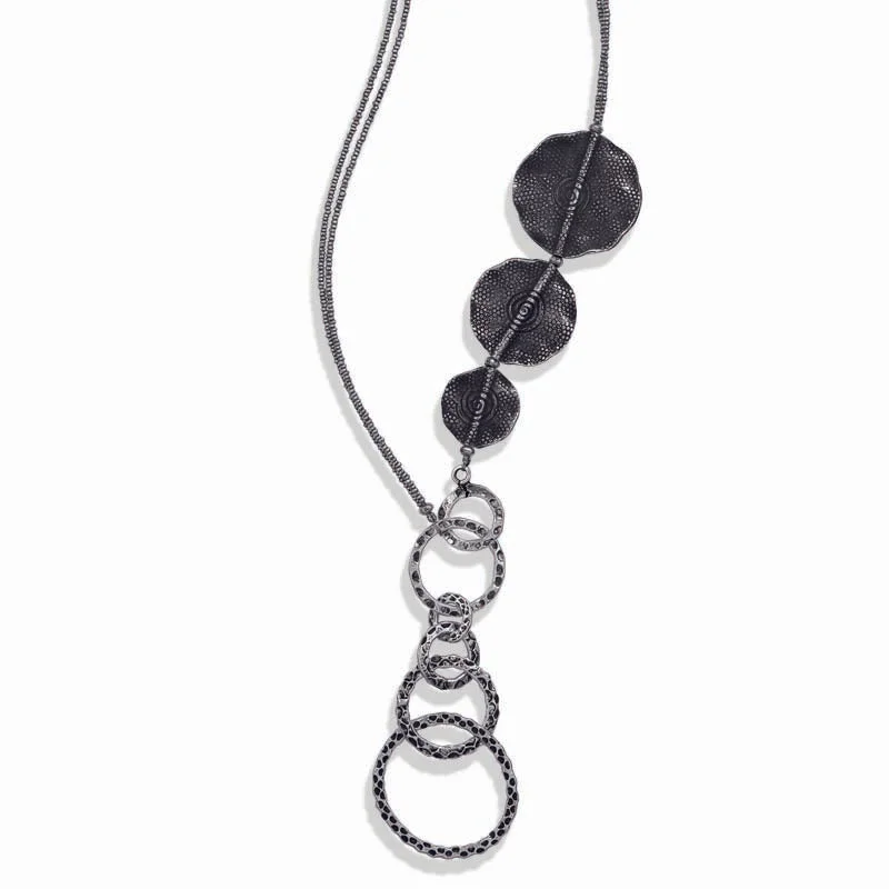 large gemstone pendant necklace -STERLING SILVER OXIDIZED NECKLACE