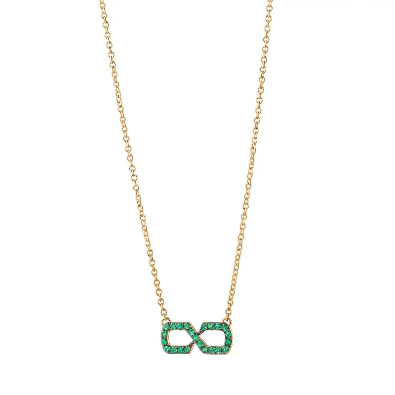 personalized infinity charm necklace -"The Symbol" Emerald Infinity Necklace