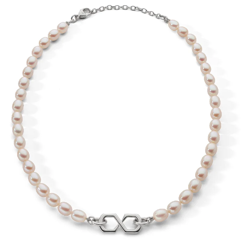 crystal stone necklace -"The Symbol" Pearl Infinity Necklace