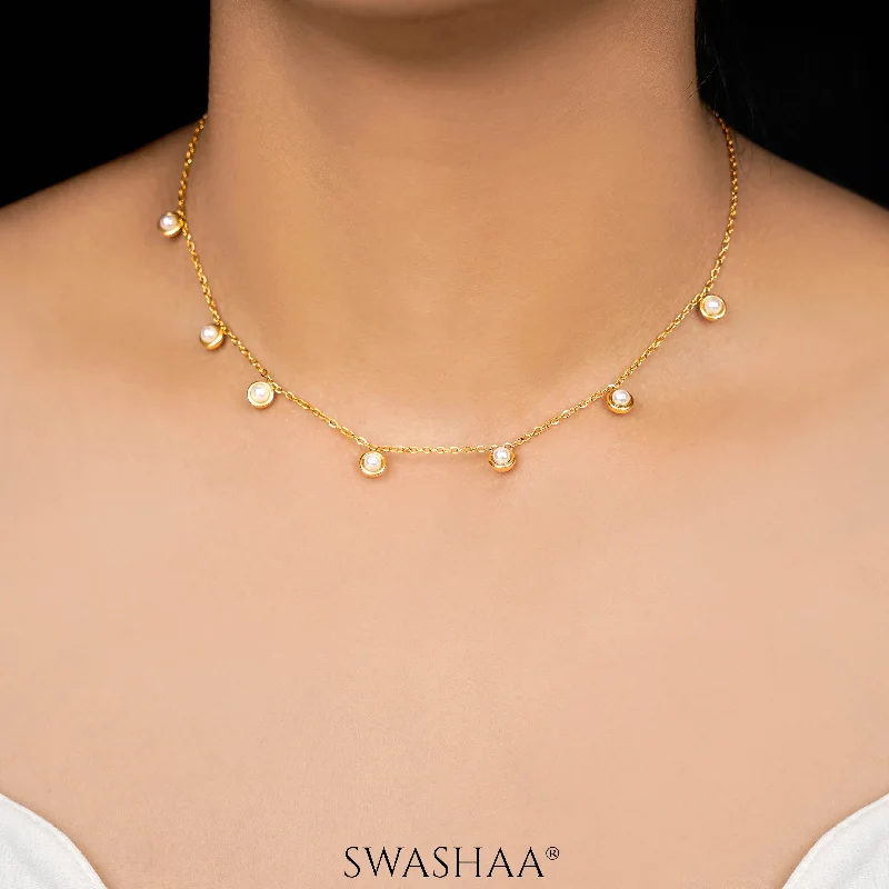 personalized family necklace -Uni Pearl 18K Gold Plated Necklace