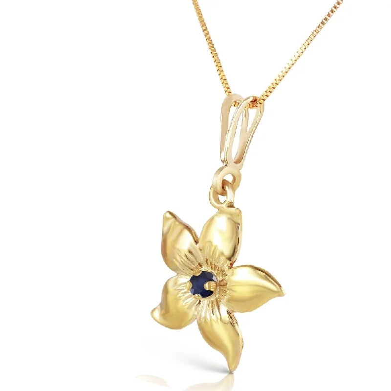 personalized infinity necklace -0.1 Carat 14K Solid Gold Flower Necklace Natural Sapphire