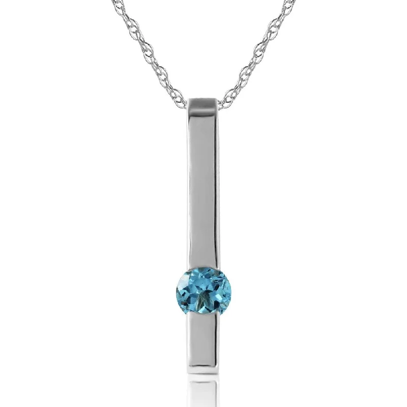 silver pendant necklace -0.25 Carat 14K White Gold Mysterious Ways Blue Topaz Necklace