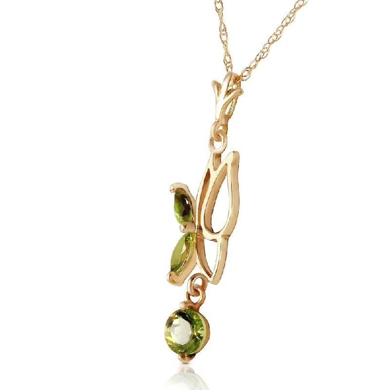 sterling silver pendant necklace -0.4 Carat 14K Solid Gold Flutter Fly Peridot Necklace