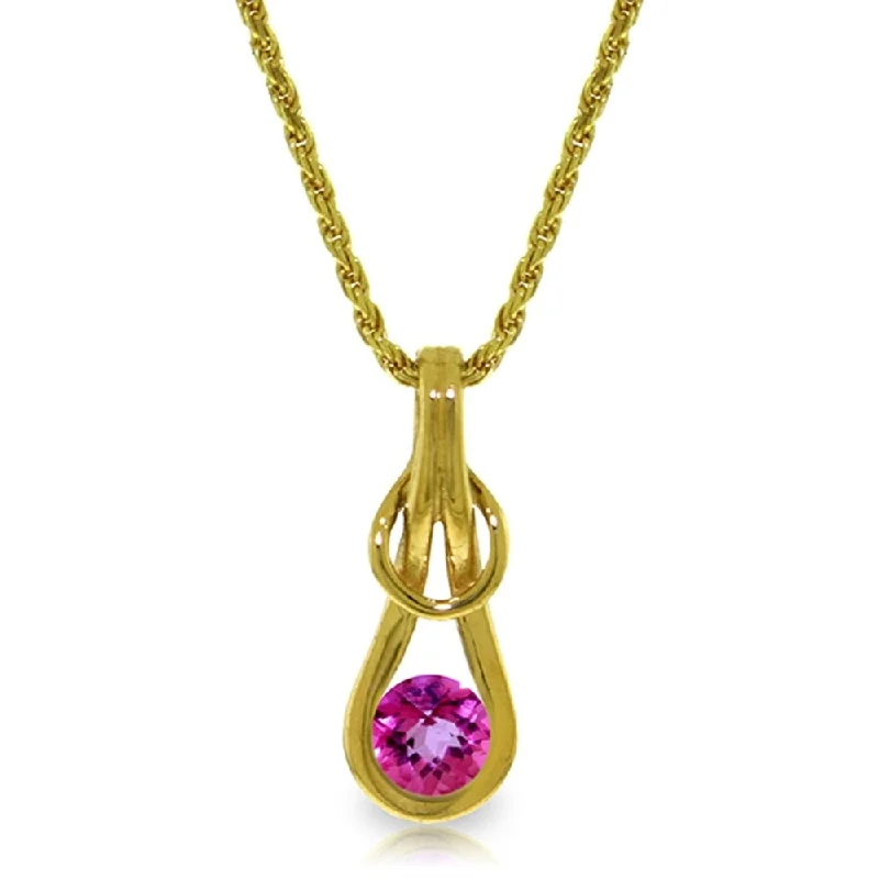 anniversary necklace for wife -0.65 Carat 14K Solid Gold No Barriers Pink Topaz Necklace