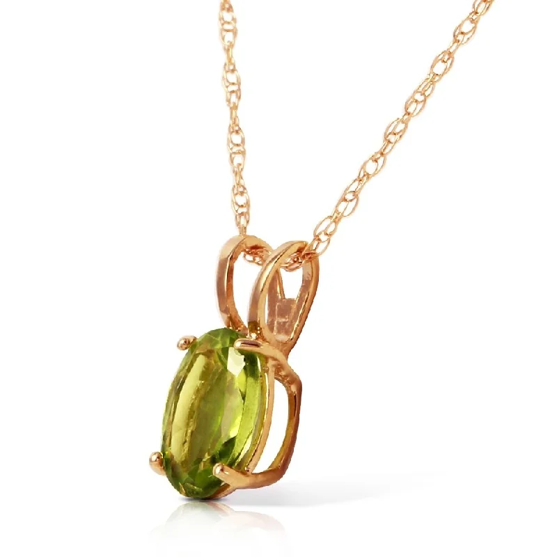 retro style necklace -0.85 Carat 14K Solid Rose Gold Solitaire Peridot Necklace