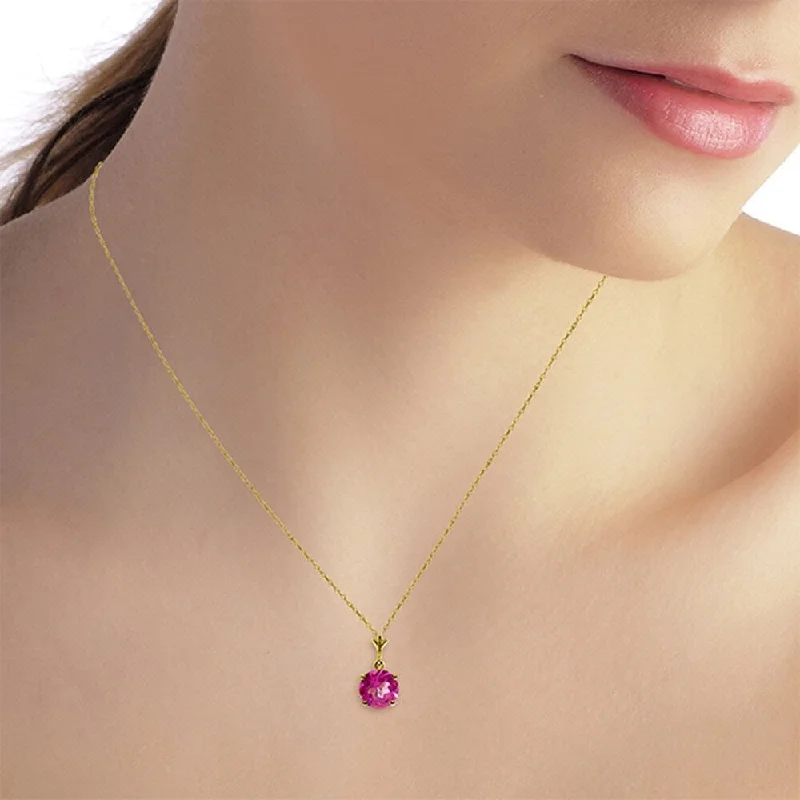 chunky chain necklace -1.15 Carat 14K Solid Gold Elizabeth Bennet Pink Topaz Necklace