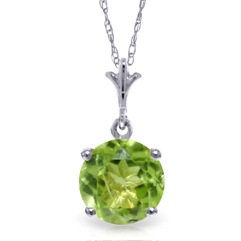 geometric heart pendant necklace -1.15 Carat 14K White Gold Intensely Peridot Necklace