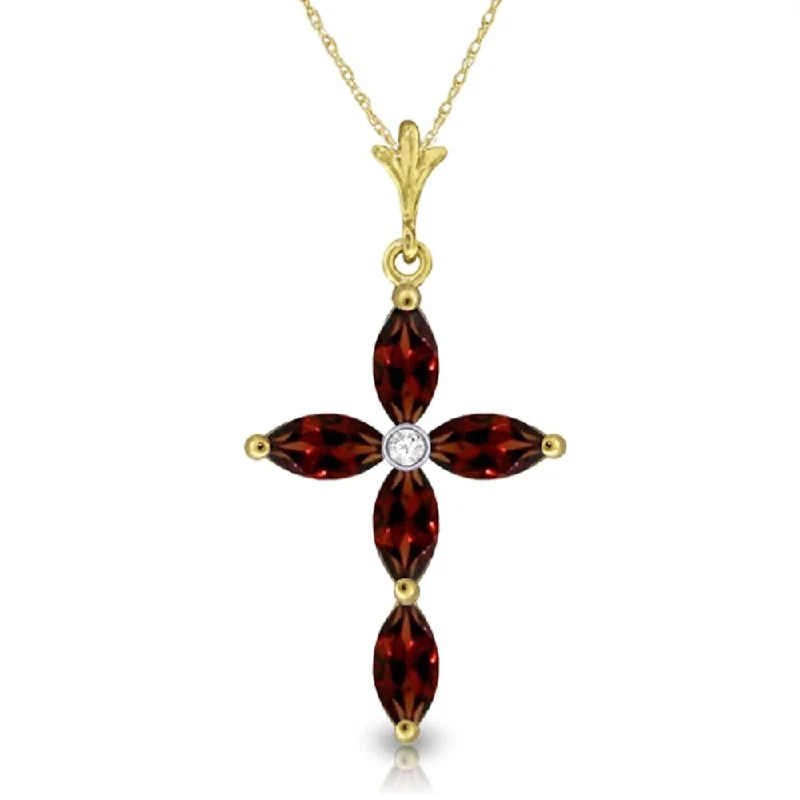 adjustable gold necklace -1.23 Carat 14K Gold Necklace Natural Diamond Garnet