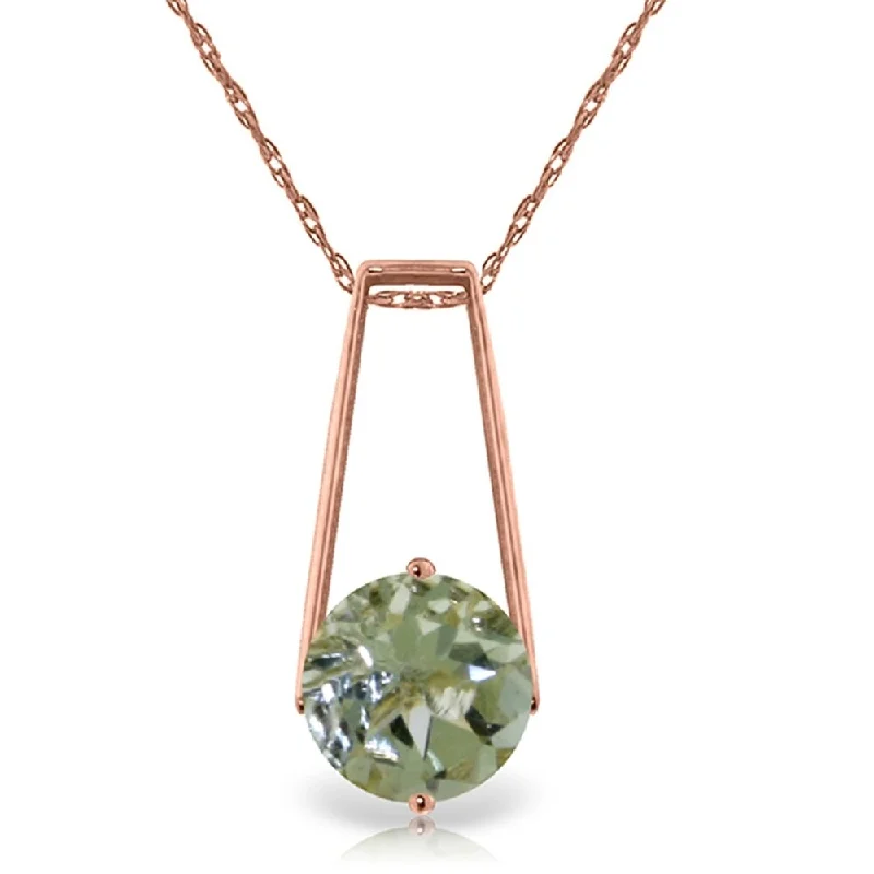 luxury necklace for women -1.45 Carat 14K Rose Gold Lullaby Green Amethyst Necklace..