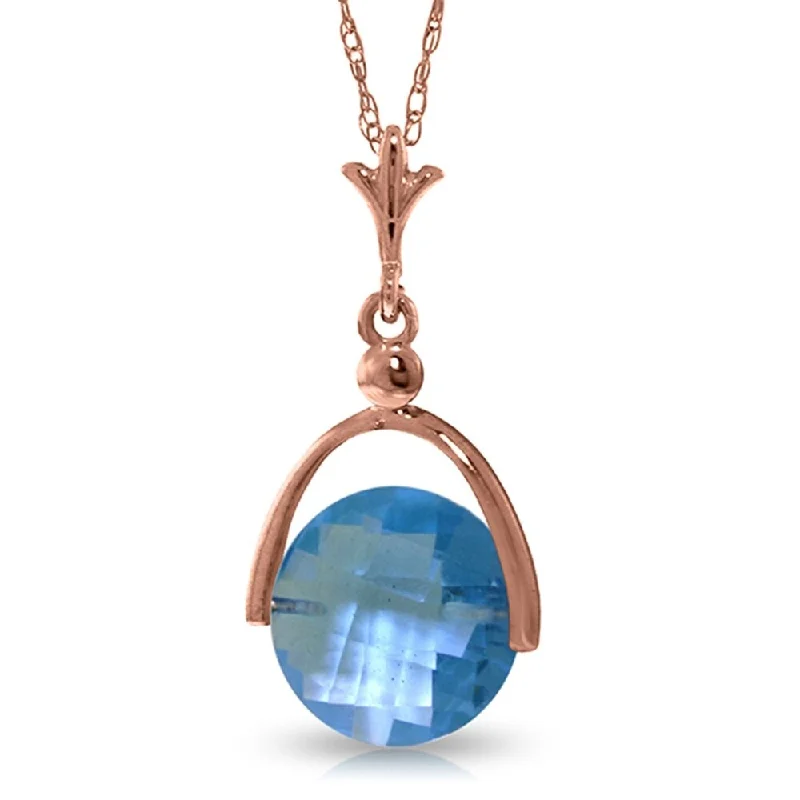 engraved name necklace -14K Rose Gold Blue Topaz Necklace Certified