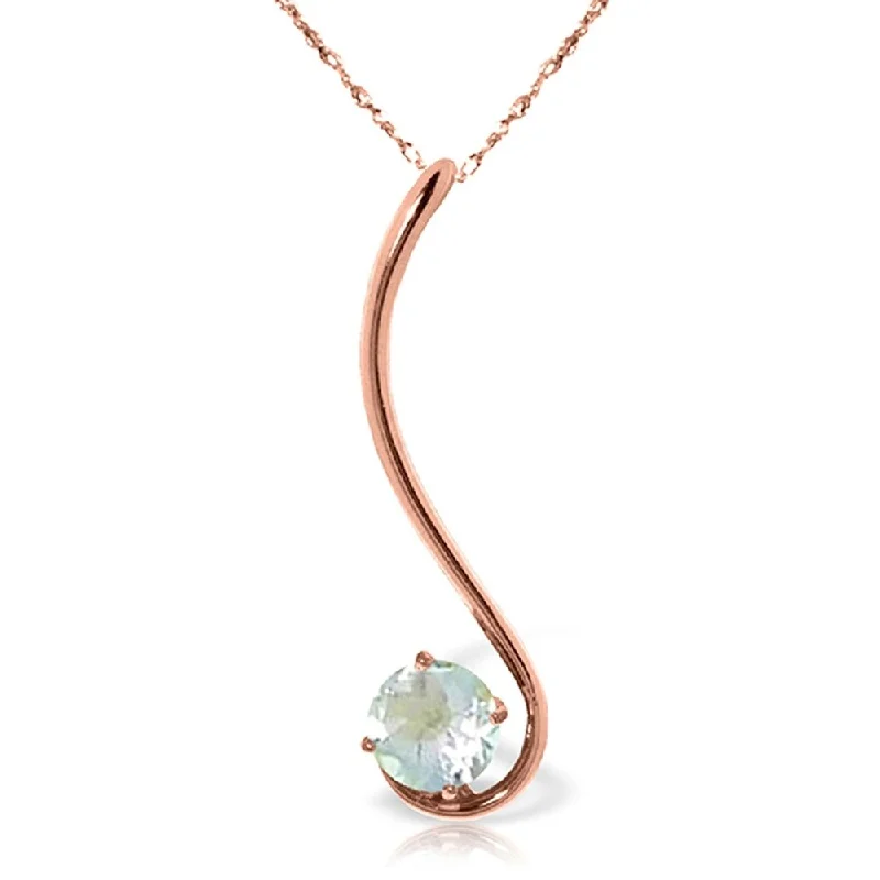 amethyst pendant necklace -14K Rose Gold Natural Aquamarine Necklace Gemstone