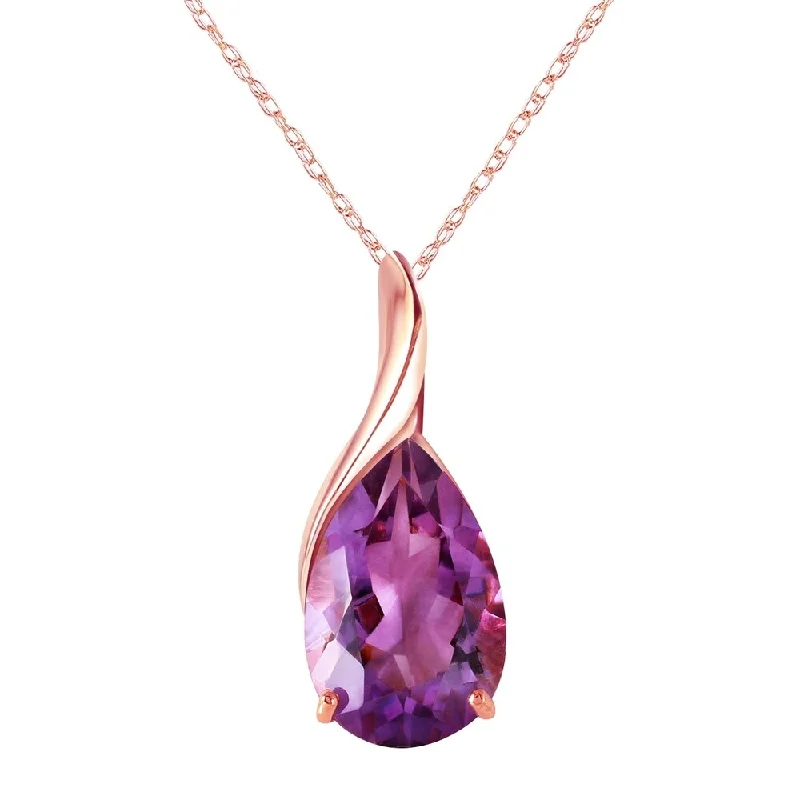 eco-friendly necklace for women -14K Rose Gold Natural Purple Amethyst Necklace Jewelry Series