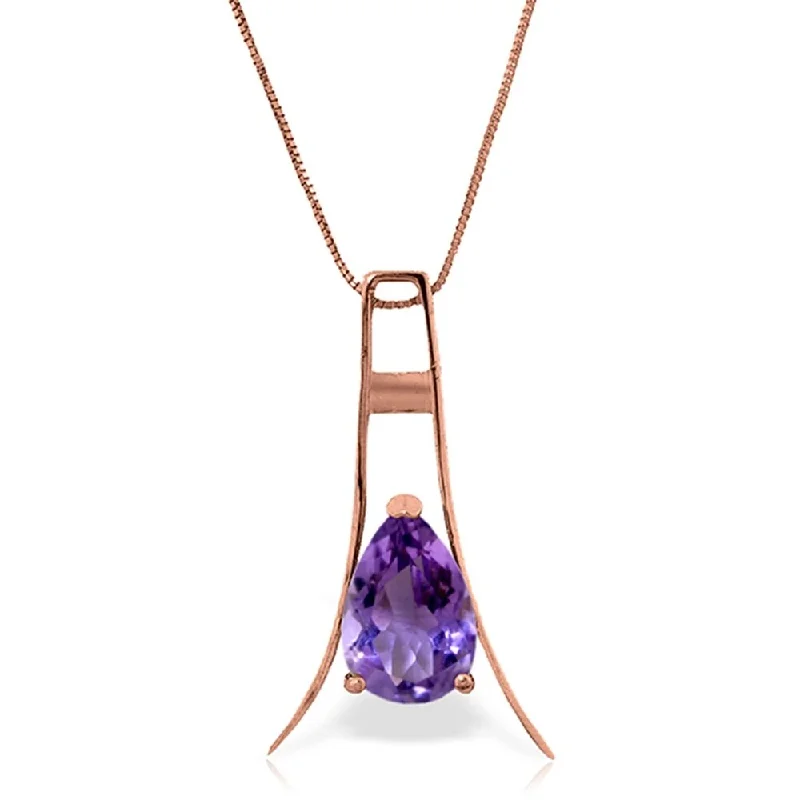 custom pendant necklace -14K Rose Gold Purple Amethyst Class Necklace Deluxe