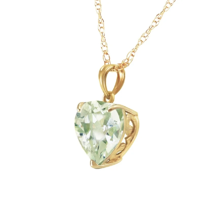 birthstone charm necklace -14K Solid Gold Necklace with Natural 10mm Heart Green Amethyst