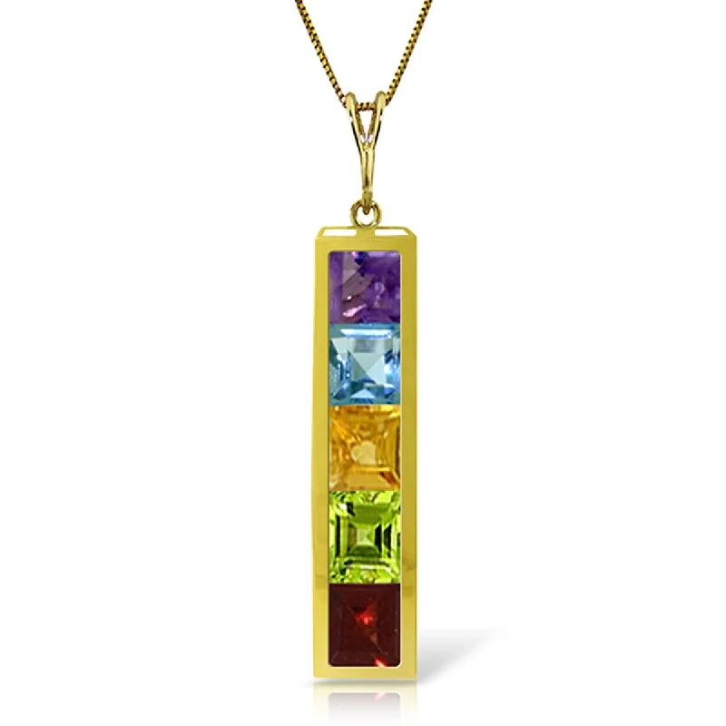 casual gold necklace -2.25 Carat 14K Solid Gold Elegant Necklace Natural Multi Gemstones