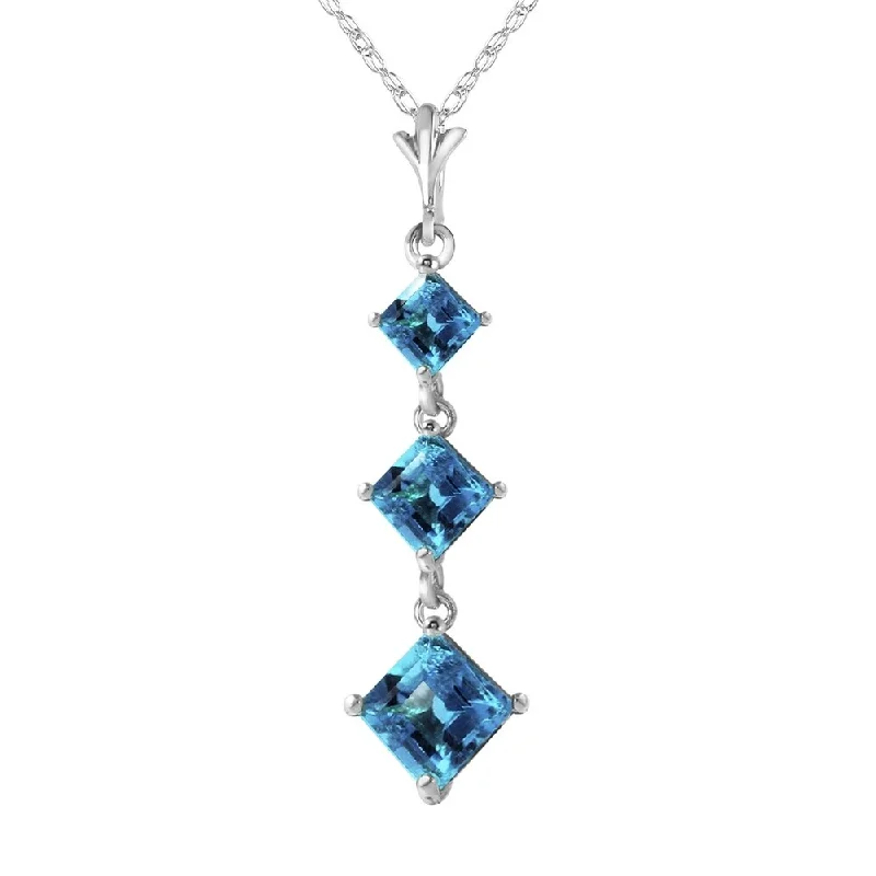 blue gemstone necklace -2.4 Carat 14K White Gold A Tousand Times Blue Topaz Necklace