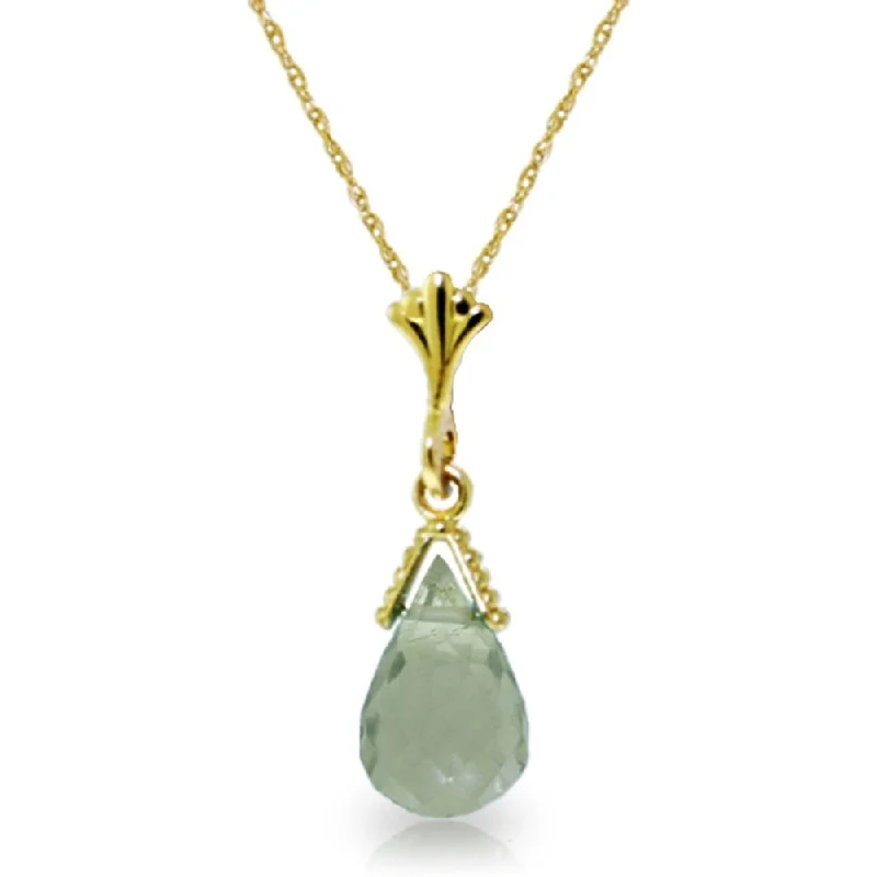 unique gold pendant necklace -2.5 Carat 14K Gold Pastime Green Amethyst Necklace