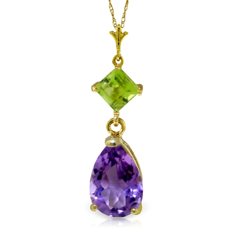 infinity charm necklace for women -2 Carat 14K Gold Necklace Purple Amethyst Peridot