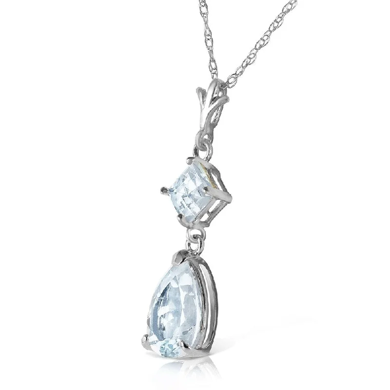 silver moon pendant -2 Carat 14K Solid White Gold Naturalme Of The Game Aquamarine Necklace