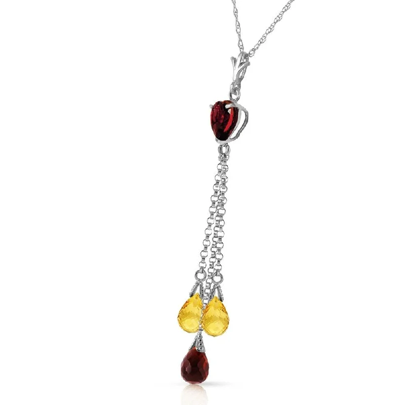 sapphire necklace for women -4.75 CTW 14K Solid White Gold Necklace Briolette Garnet Citrine