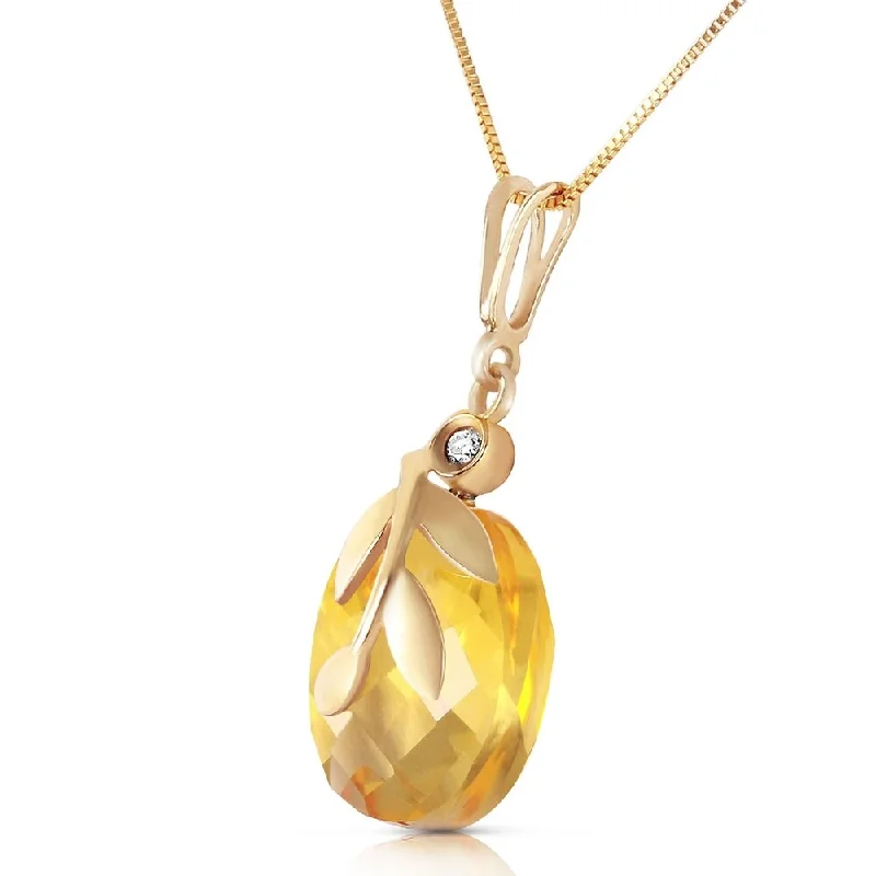 women's gold chain necklace -5.32 CTW 14K Solid Gold Necklace Checkerboard Cut Citrine Diamond