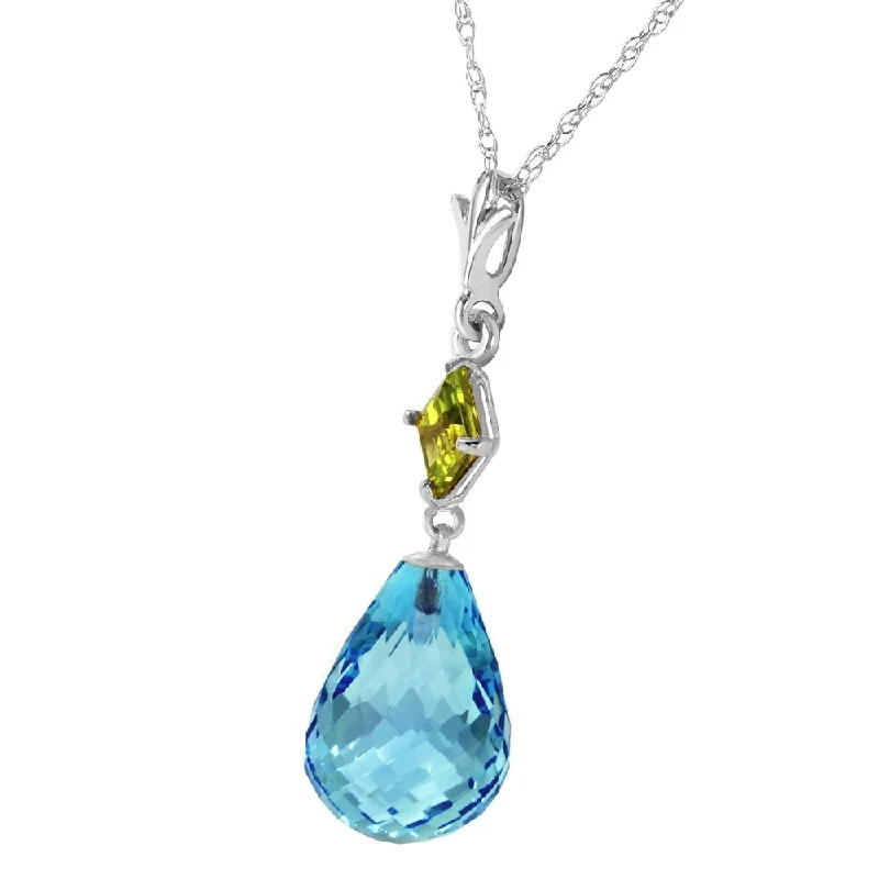 delicate moonstone necklace -5.5 CTW 14K Solid White Gold Consciousness Pridot Blue Topaz Necklace