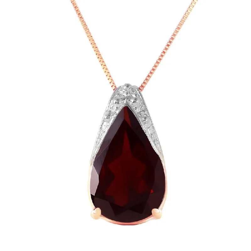 trendy women’s necklace -5 Carat 14K Rose Gold Necklace Natural Garnet