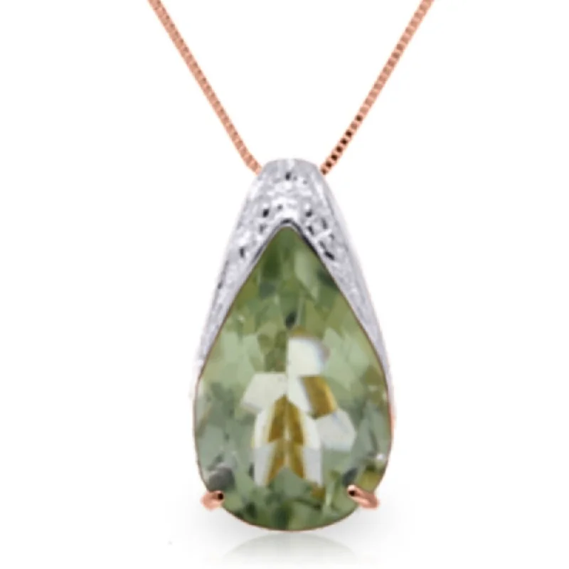 modern chain necklace -5 Carat 14K Rose Gold Ocean Green Amethyst Necklace