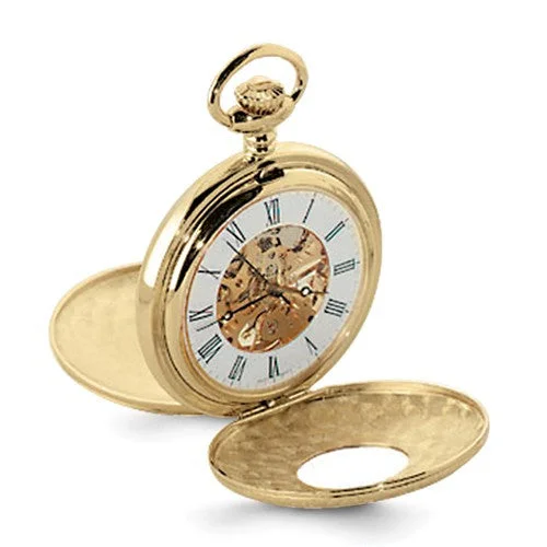 gold chain with pendant -Charles Hubert Gold Finish White Dial Pocket Watch