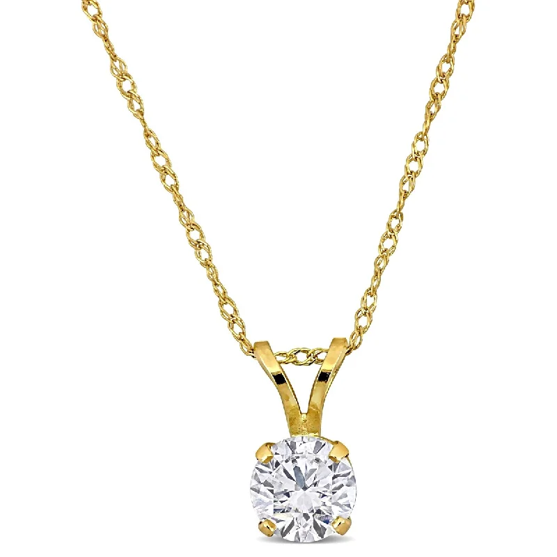 creative pendant for necklace -Created Forever 1/2ct TW Lab-Grown Diamond Solitaire Necklace in 14k Yellow Gold