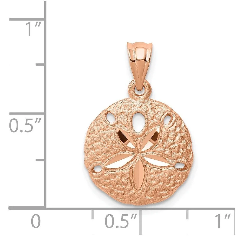 chakra necklace for women -Diamond2Deal 14K Rose Brushed Diamond-cut Sand Dollar Pendant (L- 22 mm, W- 14 mm)