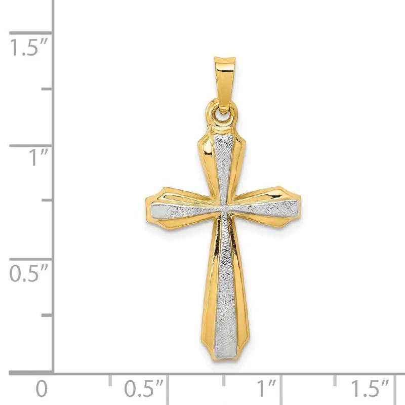 sterling silver heart necklace -Diamond2Deal 14K Two-tone Rhodium Plated Textured and Polished Passion Cross Pendant (L- 34 mm, W- 17.5 mm)