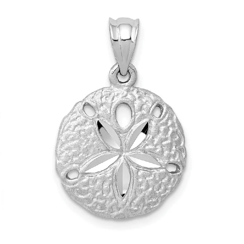 silver moon necklace -Diamond2Deal 14K White Gold Sand dollar Pendant (L- 22 mm, W- 14 mm)