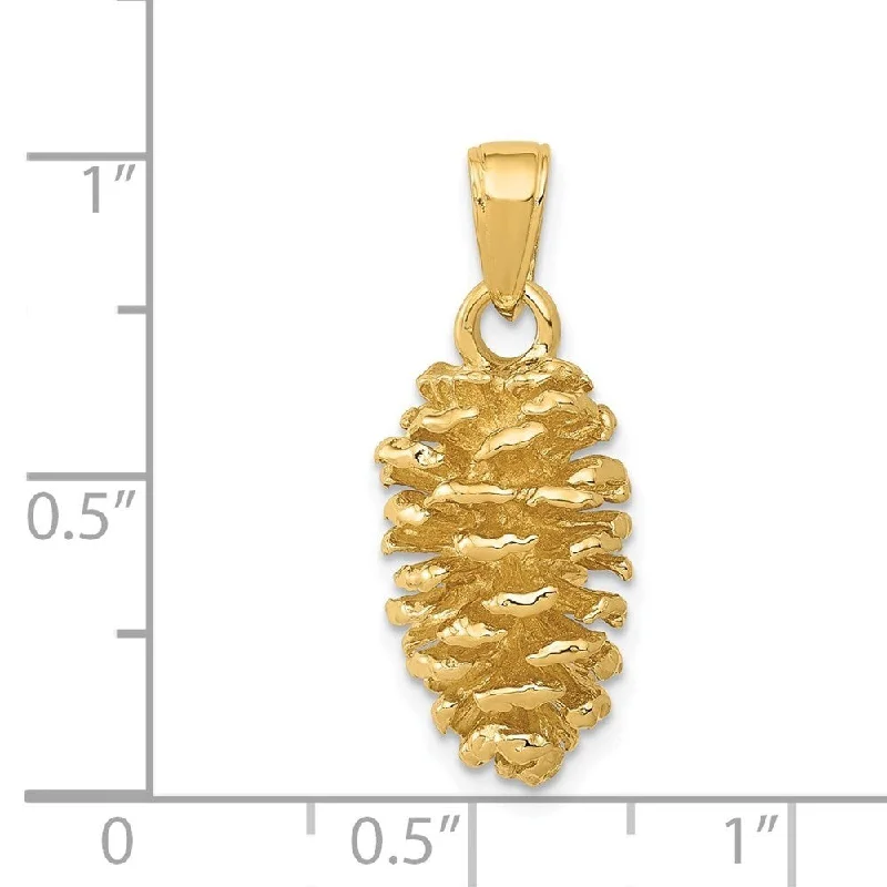 men’s stainless steel necklace -Diamond2Deal 14K Yellow Gold 3-D Pinecone Pendant (L- 24 mm, W- 10 mm)