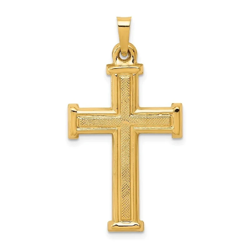 chunky necklace for women -Diamond2Deal 14K Yellow Gold Brushed and Polished Latin Cross Pendant