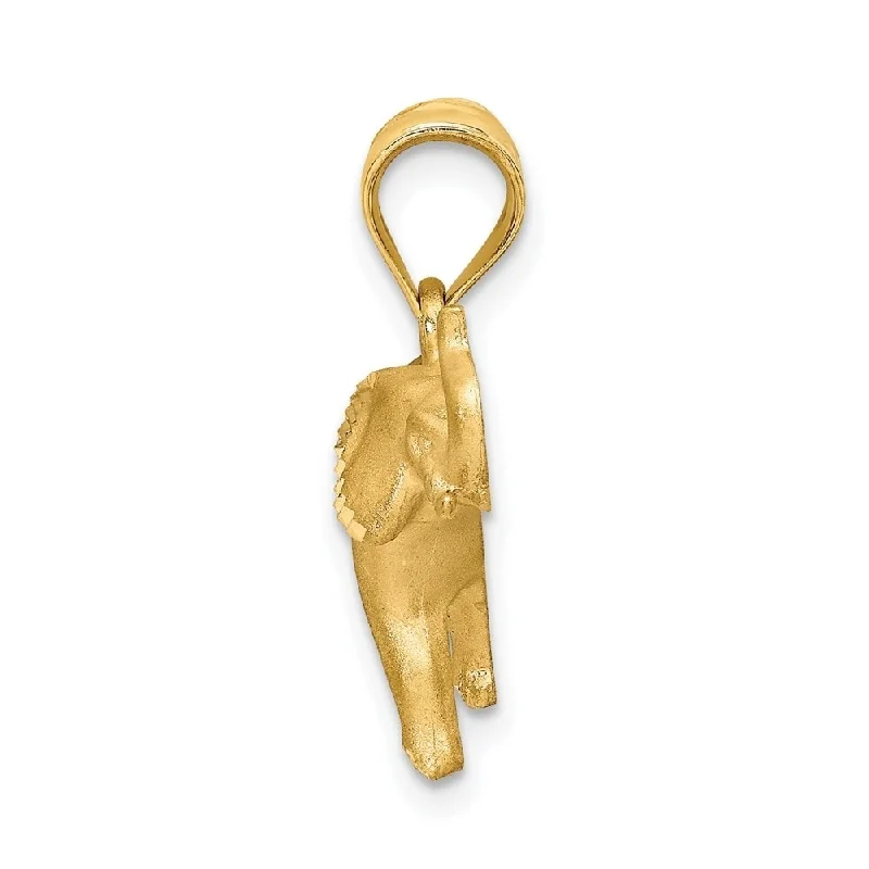 large gold charm necklace -Diamond2Deal 14K Yellow Gold Brushed Diamond-cut Elephant Pendant