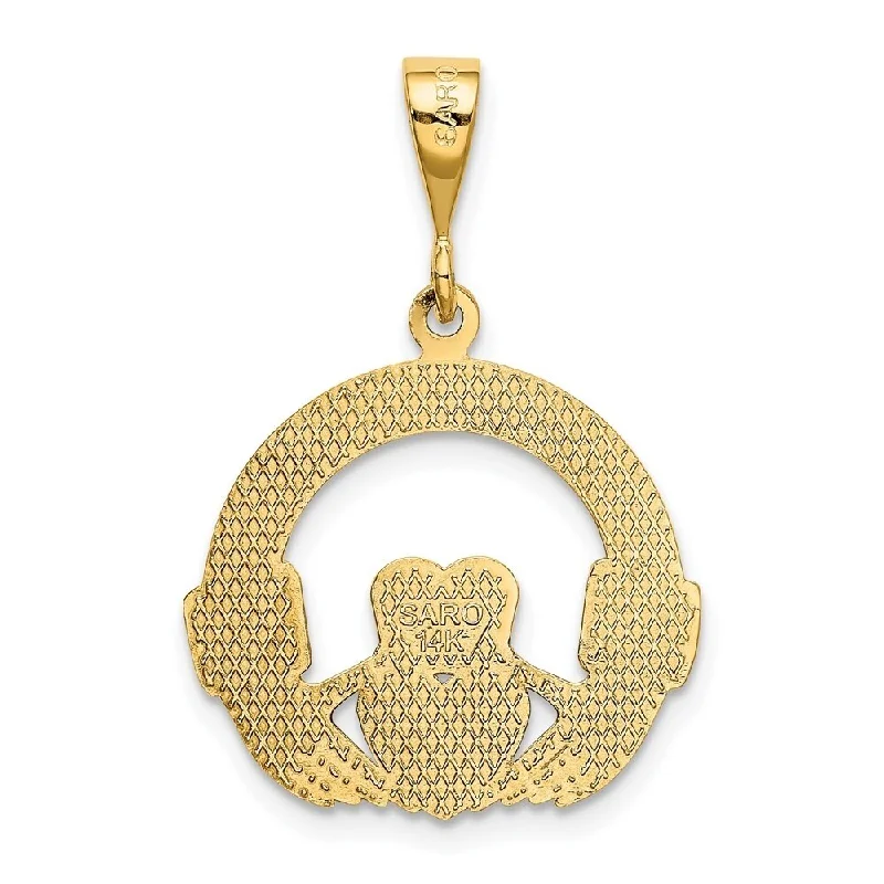 elegant pendant necklace -Diamond2Deal 14K Yellow Gold Claddagh Pendant (L- 30 mm, W- 21 mm)