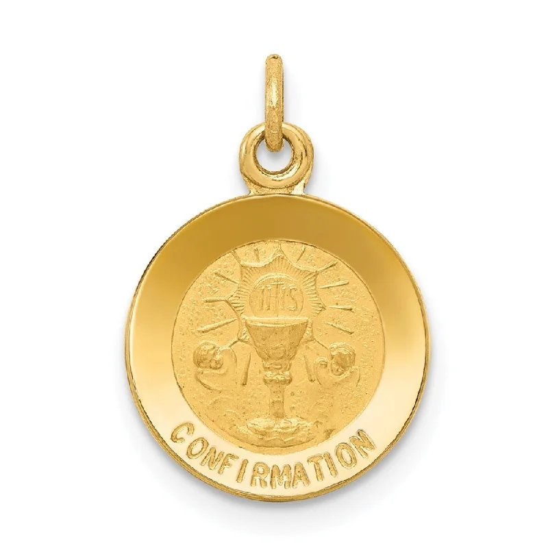 luxury gold necklace -Diamond2Deal 14K Yellow Gold Confirmation Pendant (L- 18 mm, W- 12 mm)