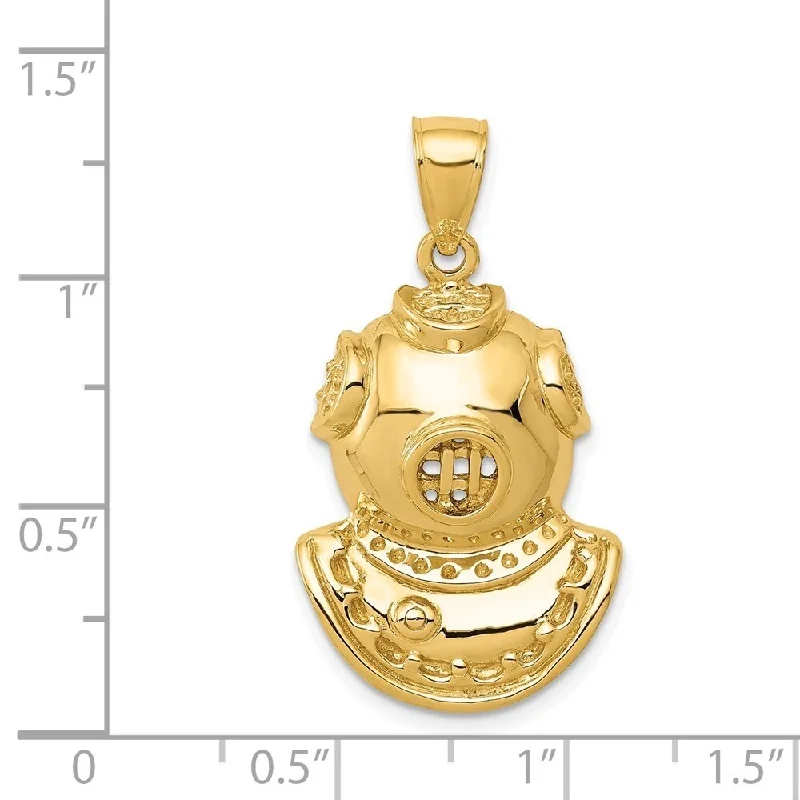 gemstone necklace for women -Diamond2Deal 14K Yellow Gold Divers Helmet Pendant (L- 30 mm, W- 17 mm)