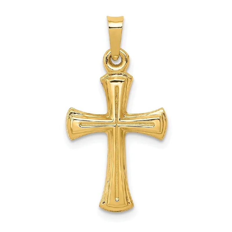 opal necklace for women -Diamond2Deal 14K Yellow Gold Hollow Cross Pendant (L- 27 mm, W- 14 mm)