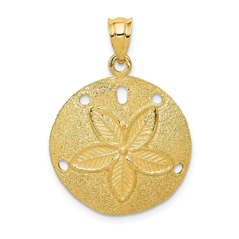 gemstone necklace with charm -Diamond2Deal 14K Yellow Gold Laser-Cut Sand Dollar Pendant (L- 28 mm, W- 21 mm)