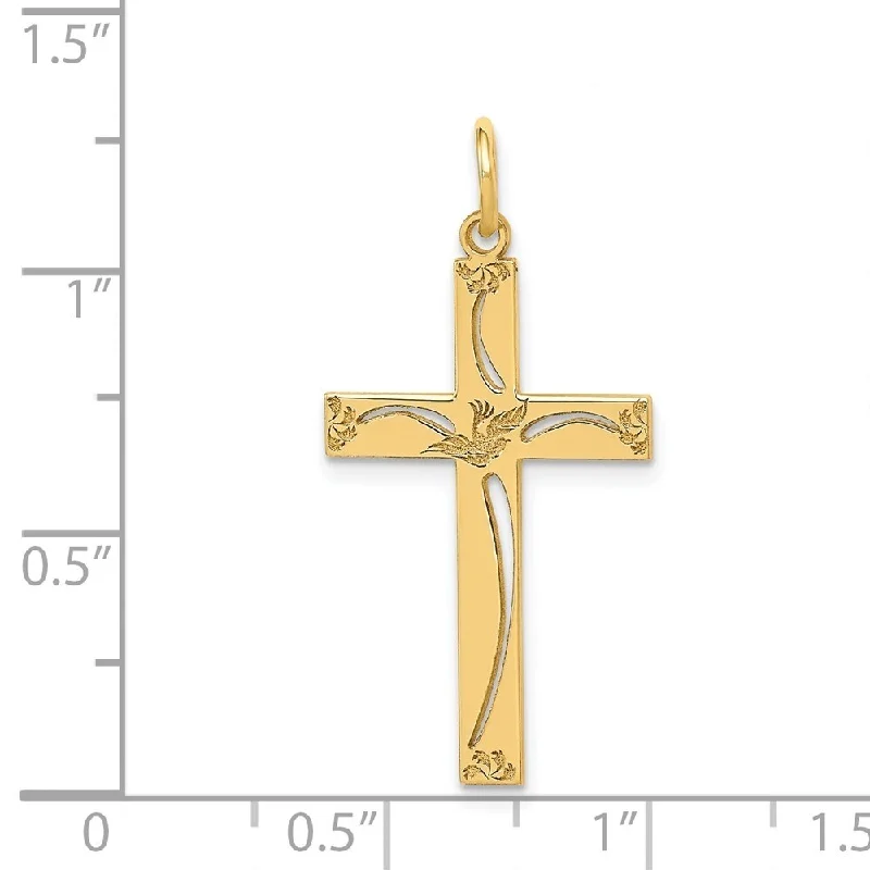 necklace for women -Diamond2Deal 14K Yellow Gold Laser Designed Cross Pendant (L- 31 mm, W- 17 mm)