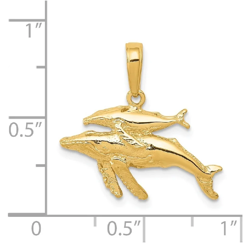 butterfly chain necklace -Diamond2Deal 14K Yellow Gold Mother Humpback Whale Pendant (L- 18 mm, W- 20 mm)