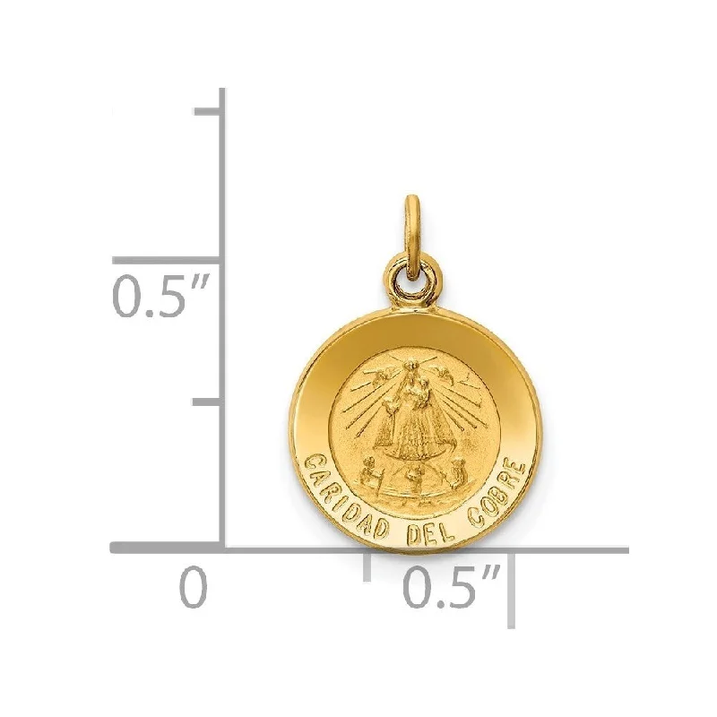 heart pendant necklace -Diamond2Deal 14K Yellow Gold Our Lady of Cuba Medal Pendant (L- 16.5 mm, W- 11.65 mm)