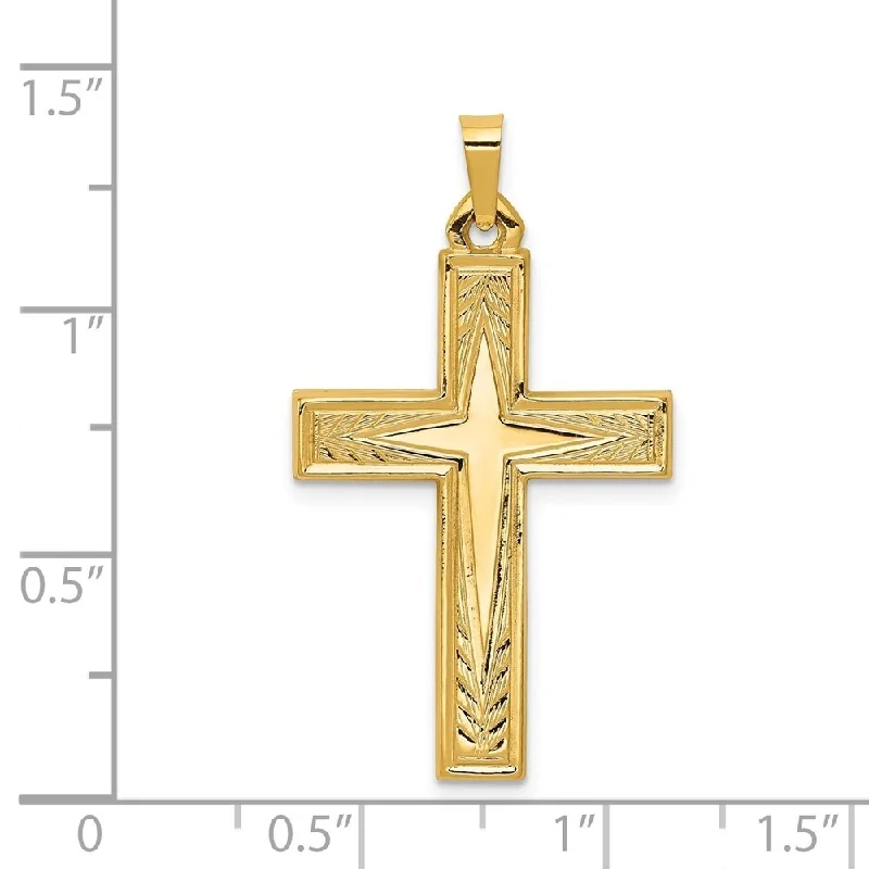 natural stone necklace -Diamond2Deal 14K Yellow Gold Polished Latin Cross Pendant (L- 35.5 mm, W- 19.75 mm)