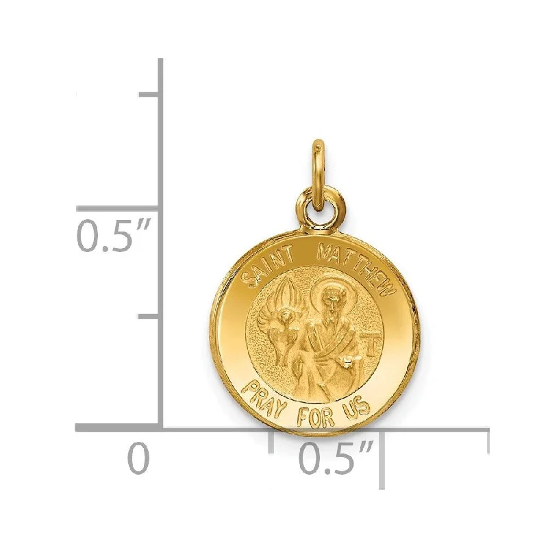 antique diamond necklace -Diamond2Deal 14K Yellow Gold Saint Matthew Medal Pendant (L- 19 mm, W- 12 mm)