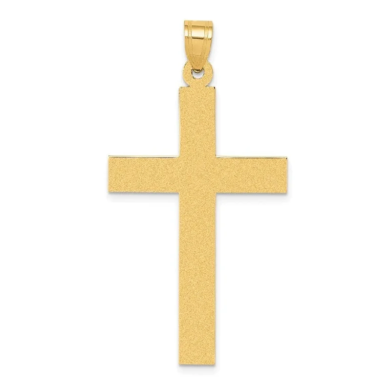 silver charm necklace -Diamond2Deal 14K Yellow Gold Sand Blasted Cross Pendant (L- 46 mm, W- 23 mm)