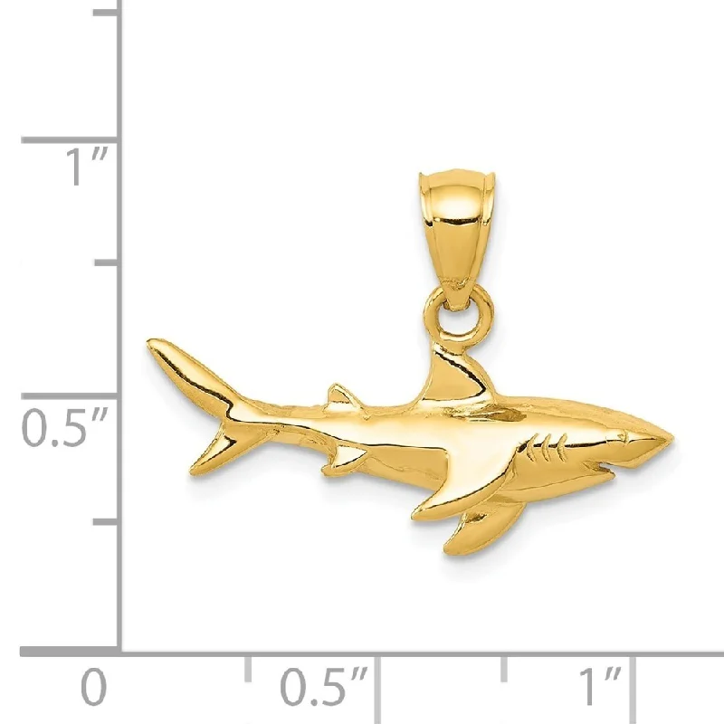 silver chain necklace -Diamond2Deal 14K Yellow Gold Shark Pendant (L- 18 mm, W- 24 mm)