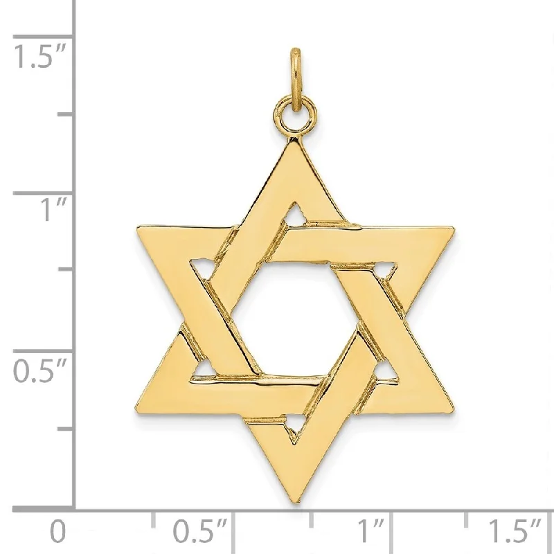 diamond necklace for women -Diamond2Deal 14K Yellow Gold Solid Star of David Pendant, (L-36mm, W-29.7mm)