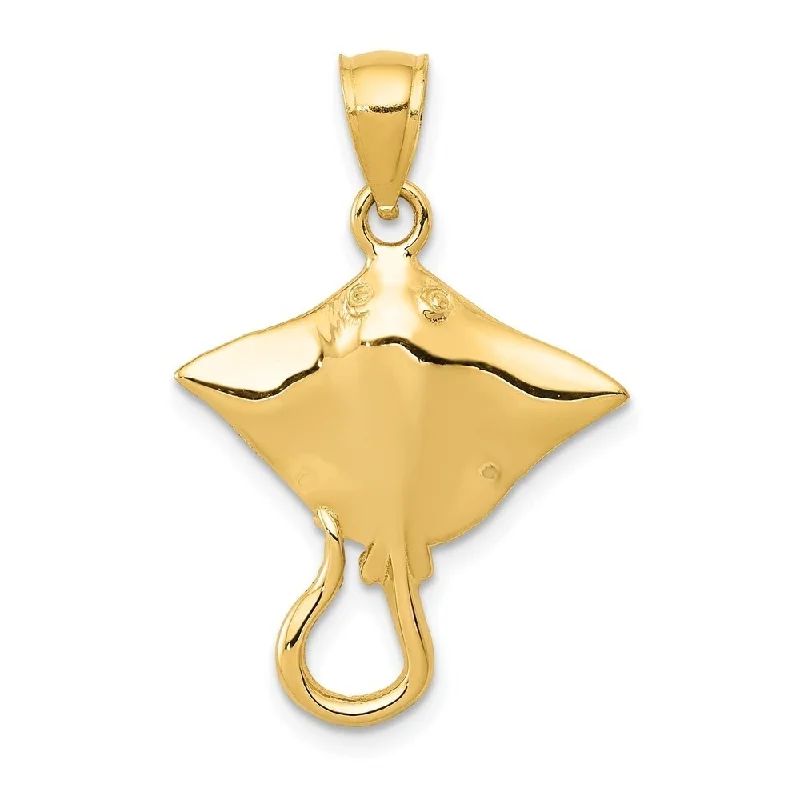 large pendant necklace -Diamond2Deal 14K Yellow Gold Stingray Pendant (L- 27 mm, W- 18 mm)